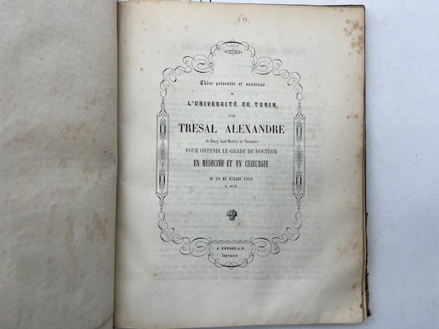 These presentee et soutenne a l'Université de Turin par Tresal Alexandre... De l'huile de foie de morue